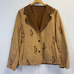 Montanaco Western Kokopelli Faux Suede Blazer Jacket Size S Boho Festival Folk